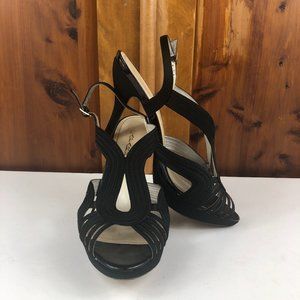 Caparros Black Strappy High Heeled Leather Sole Evening Sandals Glamcore Whimsy